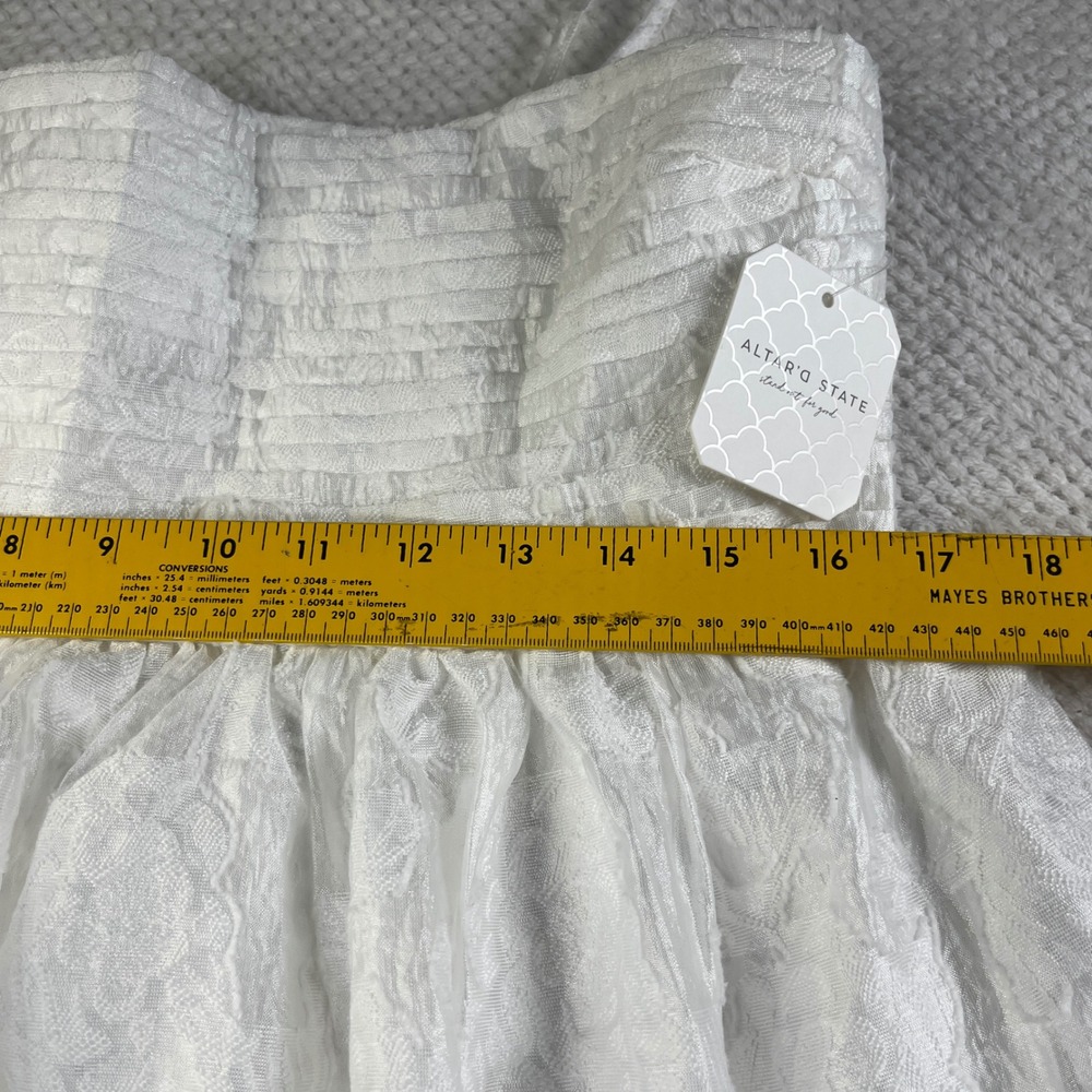 Altar'd State Juno Jacquard Mini Dress White Floral Smocked XL JUNOJAC-AS - Picture 6 of 12